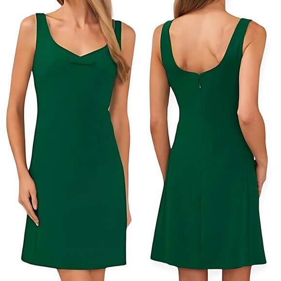CeCe Mini Dress Sleeveless A-Line Front-Bow Polyester Fabric Green Women's 4 NWT - Picture 1 of 7
